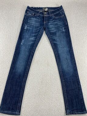 Red Rivet juniors Dark Blue Straight Leg Jeans 11 factory distressed